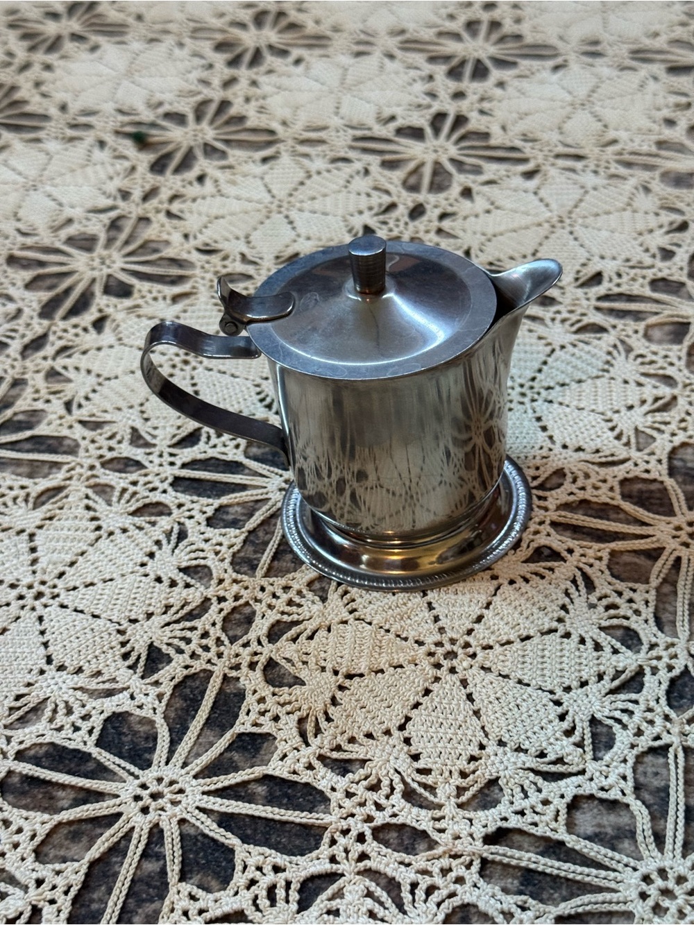 Vintage Silver-Tone Creamer Pitcher with Lid - Vintage
